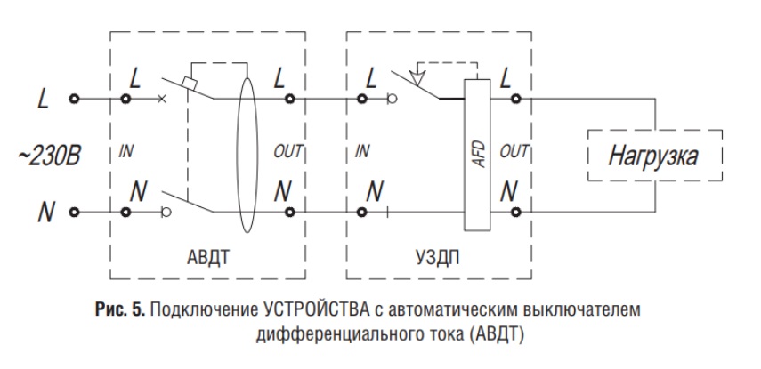 Подключение устройства с автоматическим выключателем дифференциального тока АВДТ